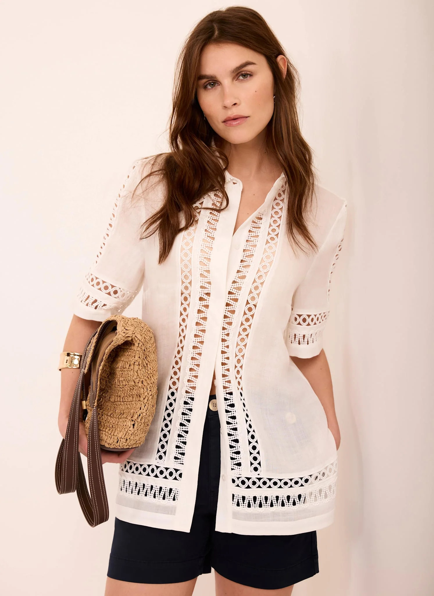 White Ramie Resort Shirt | Mint Velvet - US