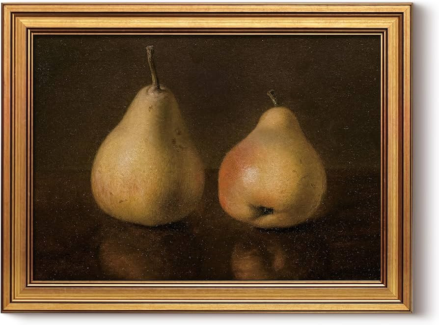 HUARCEY Gold Framed Vintage Wall Art for Living Room, Pear Fruits Painting Prints Shelf Decor for... | Amazon (US)