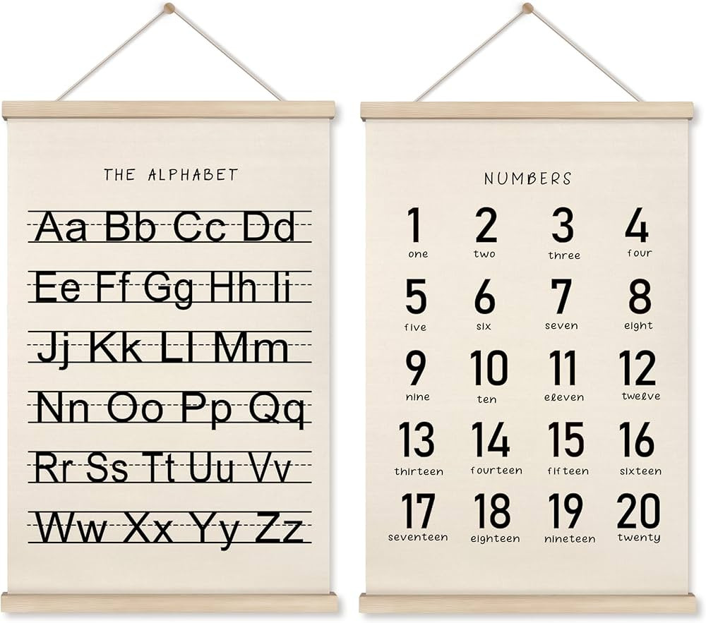 HRQKO Alphabet Numbers Poster Hanger Frame Set of 2, Nursery Wall Decor, Black ABC Poster Wall Ar... | Amazon (US)