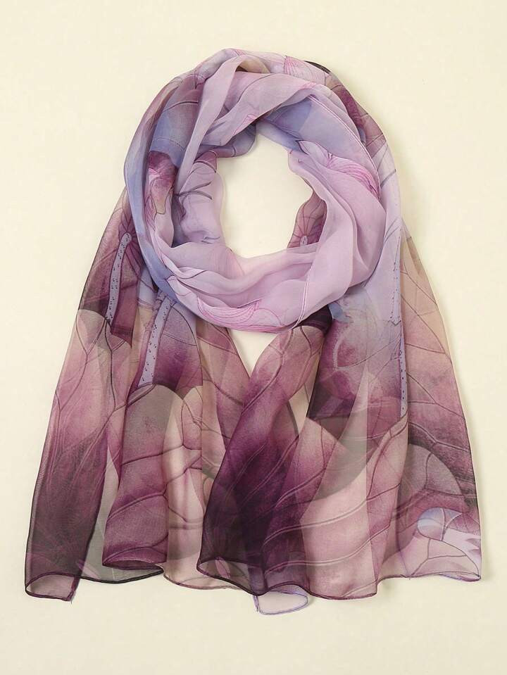 1pc Qiaoyi Floral Lotus Print Scarf | SHEIN
