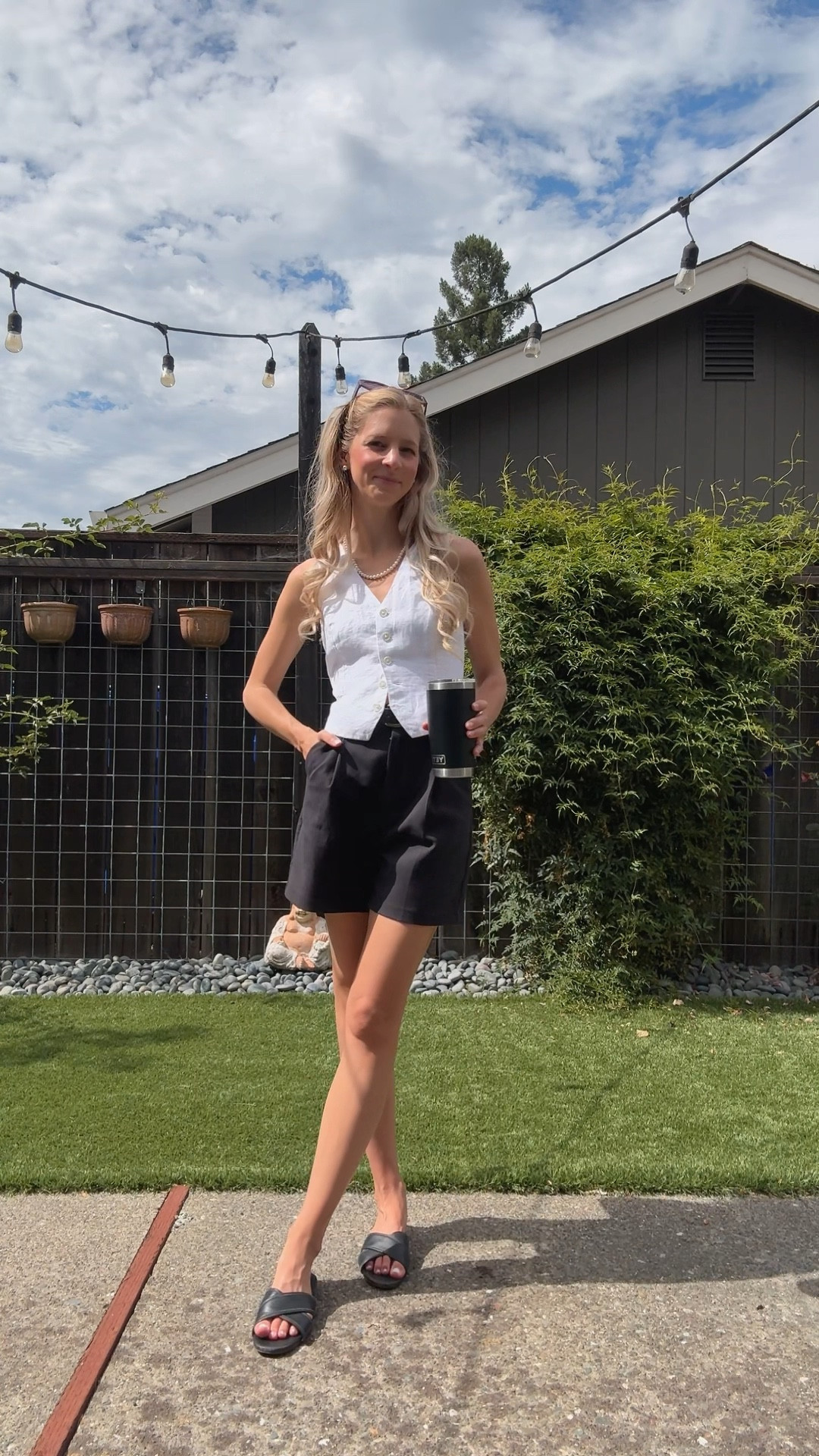 The most comfortable and chic shorts for all your summer outfits!

And this tailored linen vest is super versatile and comfortable🙌🏼

Perfect for travel & vacation - can be dressed down for exploring during the day with sneakers and a tee or dressed up with a nice tank or blouse and a block heel or sandals for dinner.

Tailored shorts, white sleeveless shirt, Cole Haan sneakers, chic outfit, europe outfits, what to wear in Rome, summer abroad,
Abercrombie, classic style European style, vacation style, Italian summer, outfit ideas for Europe, travel outfit, what to pack for Europe, linen vest, j crew, white tailored vest, linen outfit, farmers market, brunch outfit, sunglasses, black sandals 

#LTKSummerSales #LTKTravel #LTKStyleTip