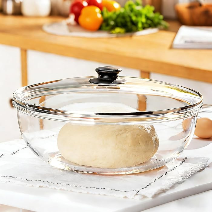 Large Glass Bowl for Sourdough Bread Making 6 QT Glass Mixing Bowl for Sourdough Bread with Lid C... | Amazon (US)