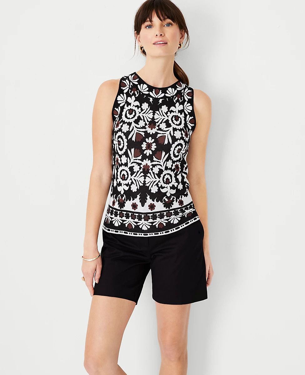 Floral Jacquard Halter Sweater Shell | Ann Taylor (US)