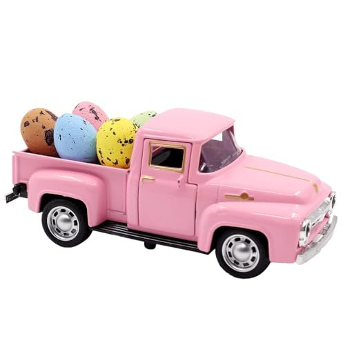 Easter Farm Pickup Truck Decor with Eggs, Mini Vintage Metal Diecast Farmhouse Pickup Happy Spring Farm Tiered Tray Decorations for Home Kitchen Table | Amazon (US)