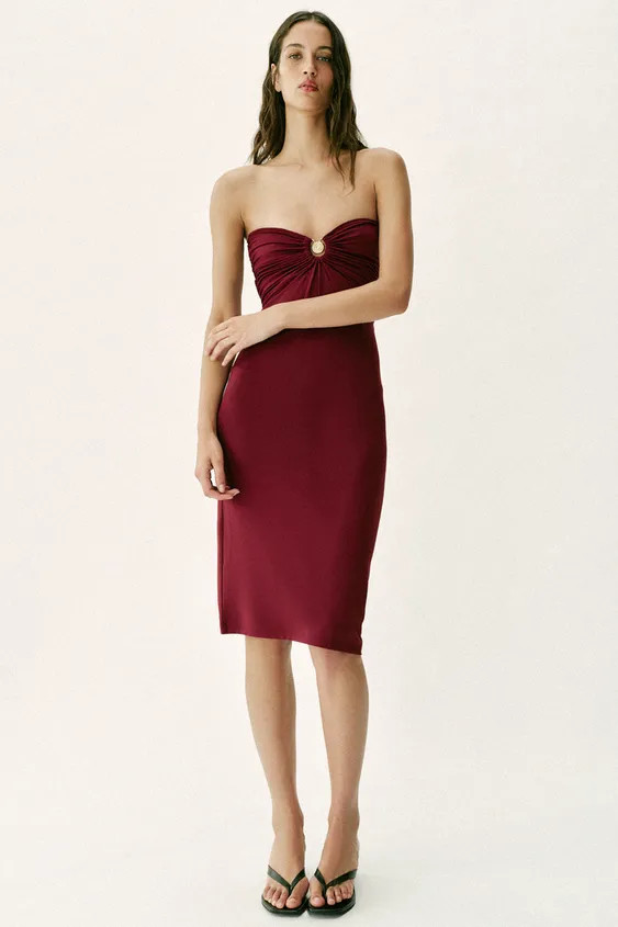 NYLON BLEND MIDI SKIRT WITH METALLIC DETAIL | Zara US