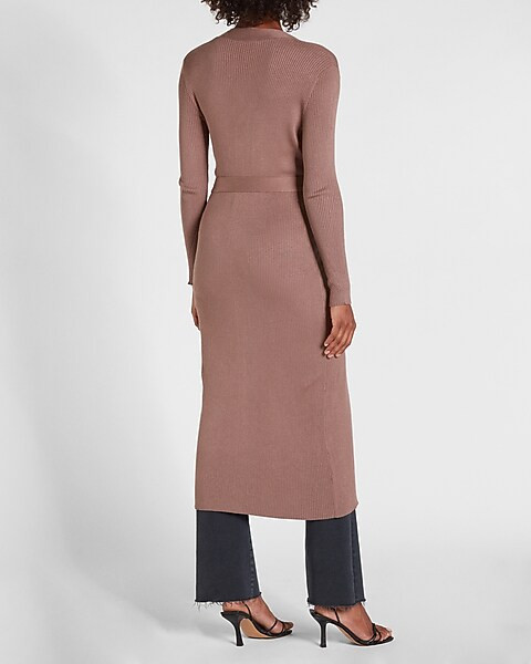 Ribbed Belted Duster Cardigan | Express