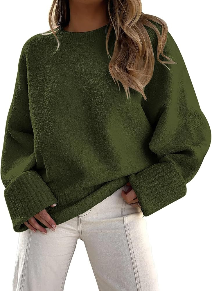 LILLUSORY Women's Oversized Sweaters Fuzzy Chunky Warm Pullover Sweater | Amazon (US)