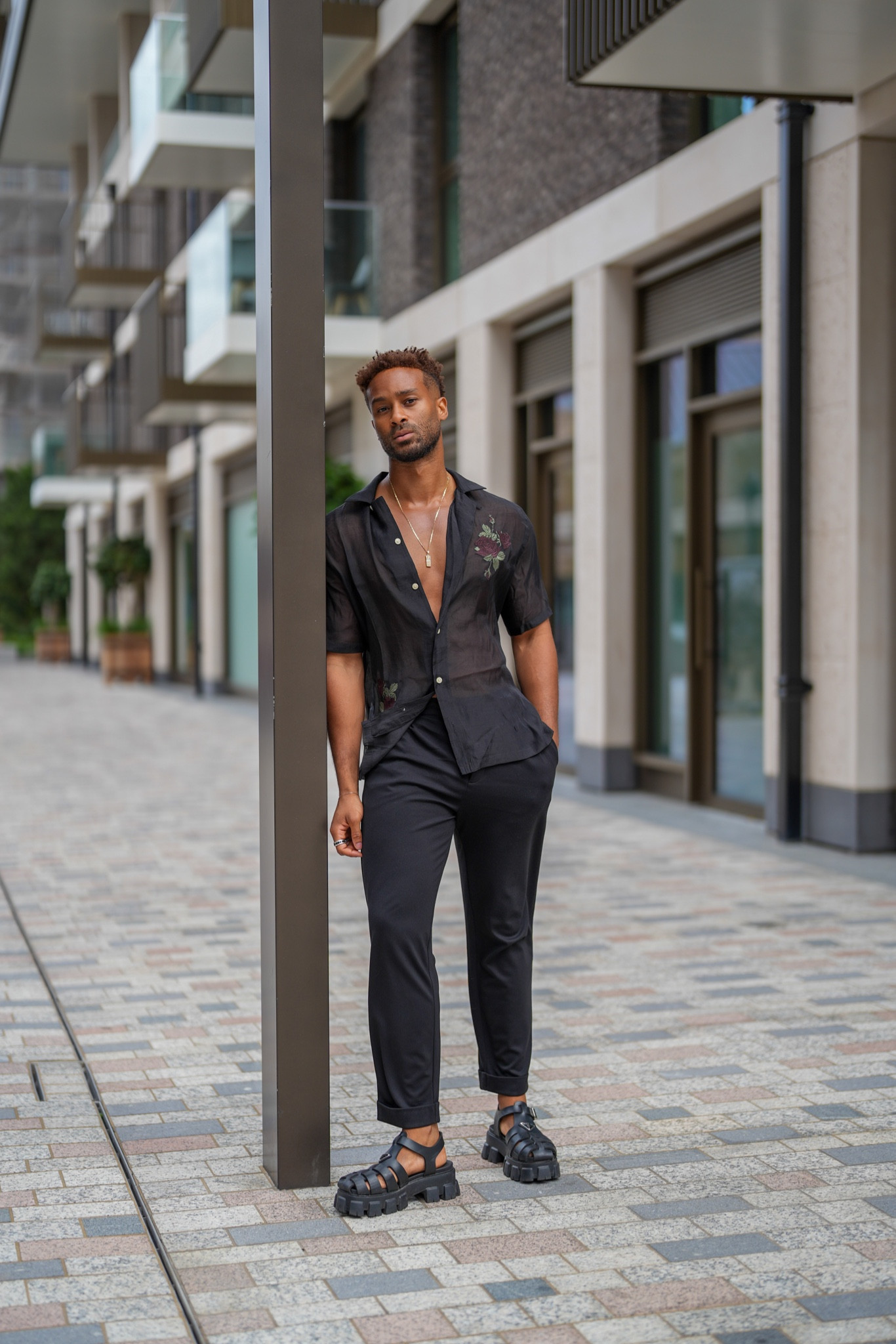 Mens styling , black floral shirt, holiday outfit, all black outfit, linen trousers, All Saints, Prada men's sandals, chunky sandals, casual holiday look, vacation inspo, relaxed shirt

#LTKeurope #LTKstyletip #LTKSeasonal