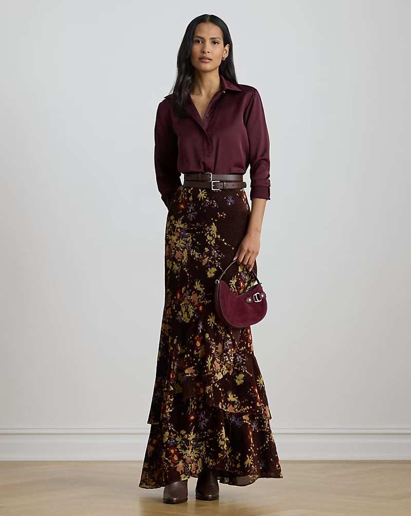 Floral Burnout Velvet Tiered Maxiskirt | Ralph Lauren (UK)