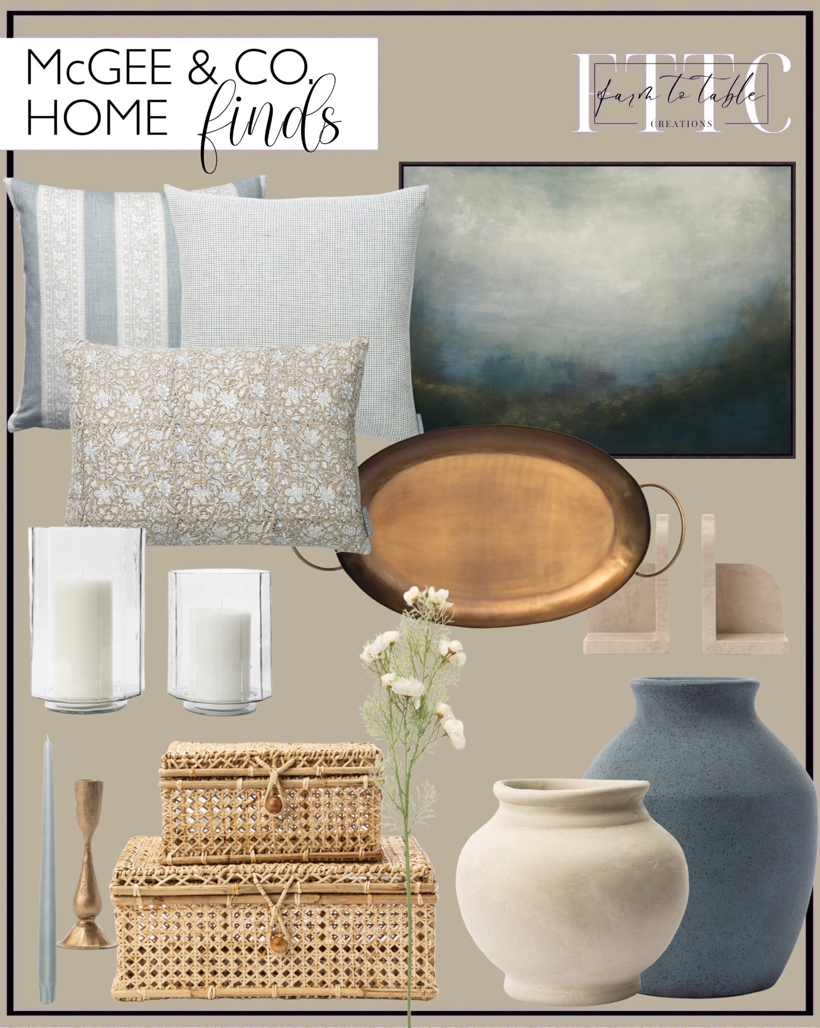 McGee & Co. Home Finds.  Follow @farmtotablecreations on Instagram for more inspiration.

Ipswich Metal Tray. Cassina Glass Hurricane. Nola Paper Mache Vase. Cielo Cane Boxes. Delgado Vase. Luther Pillow Cover. Ember Pillow Cover. Mira Pillow Cover. Veiled Horizon Artwork. Cream Cosmos Stem. Antique Brass Taper Candle Holder. Foster Stone Bookends. Gray Taper Candles. 

Spring Artwork | Framed Art | Console Table | Dining Room | Dining Room Artwork | Bathroom Finds | Bedroom Finds | Bedroom Furniture | nightstands | Home Decor| Fireplace Decor | Spring Refresh |  Bedroom Finds | Neutral Stems | Spring Stems | Bookshelf Decor | Bedroom Space | Cozy  Corner | Bathroom | Curated Entryway | Spring  Decor | End of Year Clearance | Trending Decor | Viral Decor  | Coffee Table Decor | Neutral Decor | Fall Stem Sale | Target Finds | Skinny Bench | Bedroom | Living Room | Breakfast Nook | Amazon Home | Target Sale | Loloi Rugs | Magnolia Home | console table | console table styling | faux stems | entryway space | front porch decor | neutral decor | entryway decor | cozy home | affordable decor |  home decor | home inspiration | console styling | entryway rug | cozy moody home | moody home decor | neutral home | bathroom decor | living room | spring decor | Hearth & Hand | Studio McGee | 2025 Home Trends | trending home | Crate&Barrel 




#LTKFindsUnder50 #LTKHome #LTKStyleTip