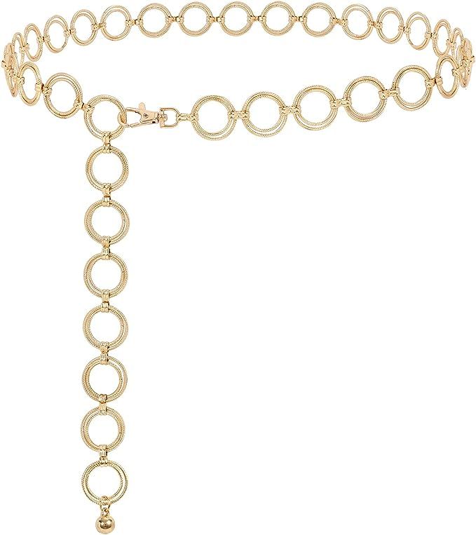 SUOSDEY Metal Gold Waist Chain Belt for Women Fashion Cute Body Belly Link Belt Chain for Pants D... | Amazon (US)