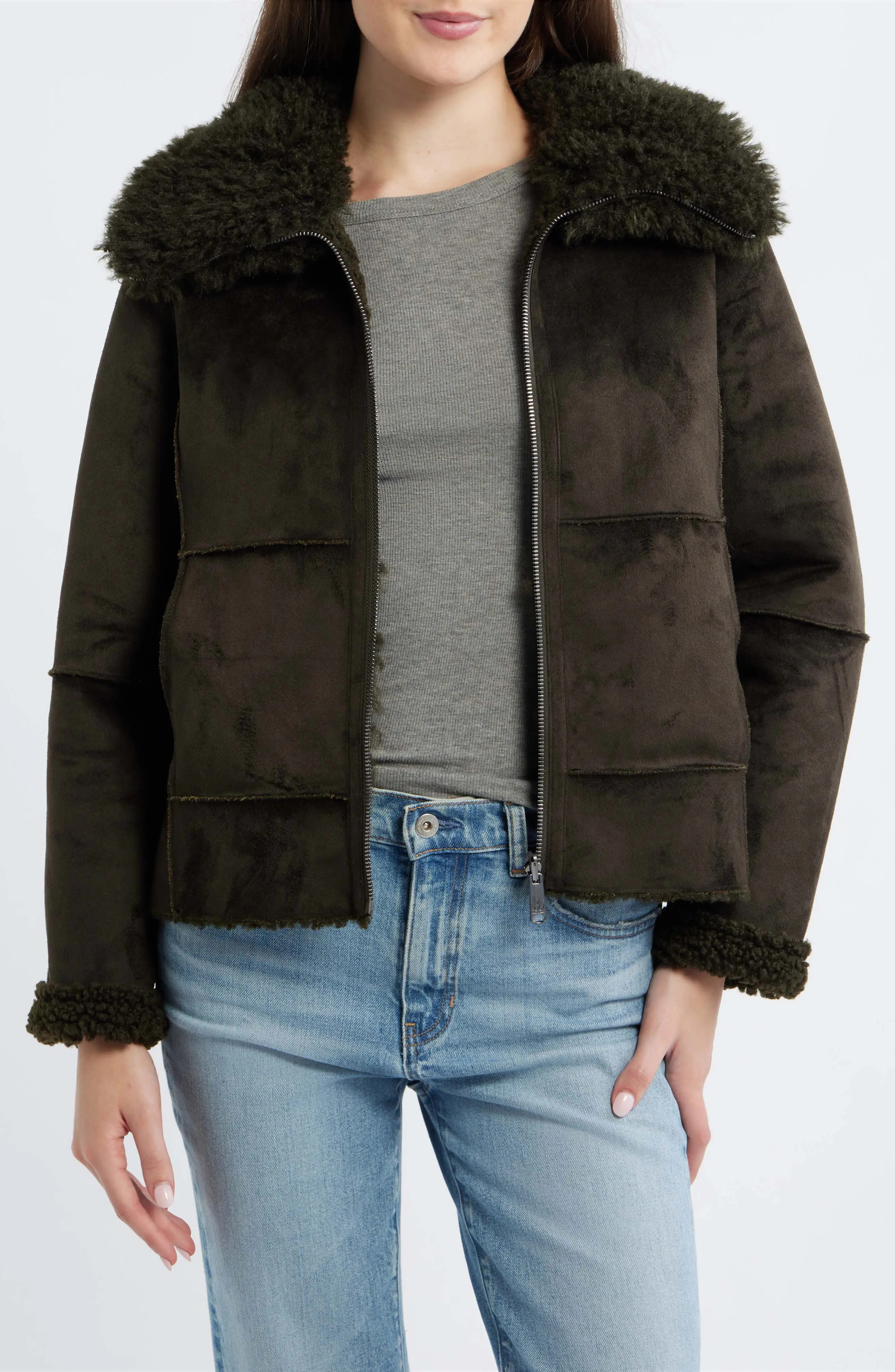Zip Front Faux Shearling Jacket (Women) | Nordstrom | Nordstrom