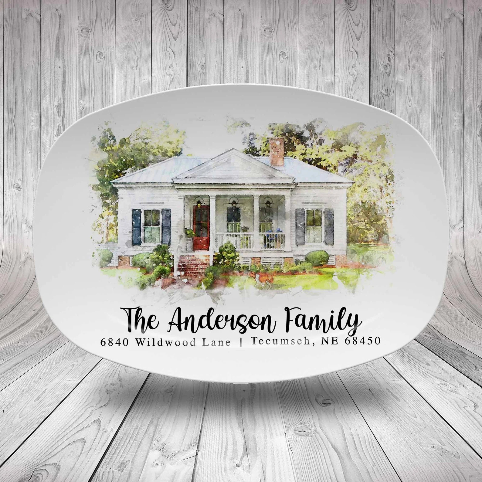 Custom Watercolor House Portrait Platter, Personalized Watercolor House Painting Plate, Housewarm... | Etsy (US)