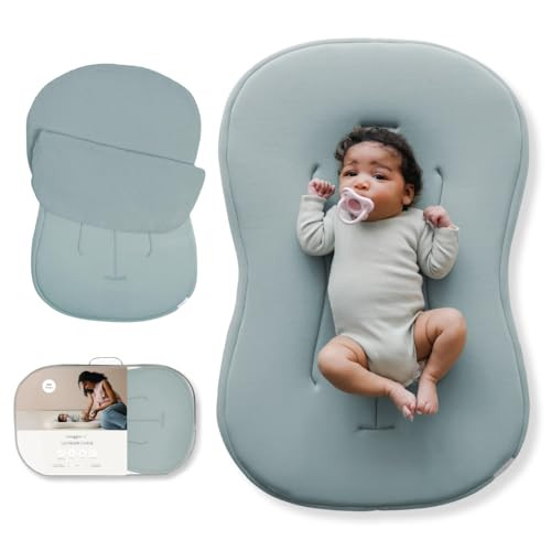 snuggle me® Baby Lounger Curve (0-6 Months) - Premium Organic Cotton with Foam Core, Machine-Washable Cover, Buttery-Soft & Breathable Infant Lounger with Travel Bag (30 in x 20 in x 1.9 in) - Slate | Amazon (US)