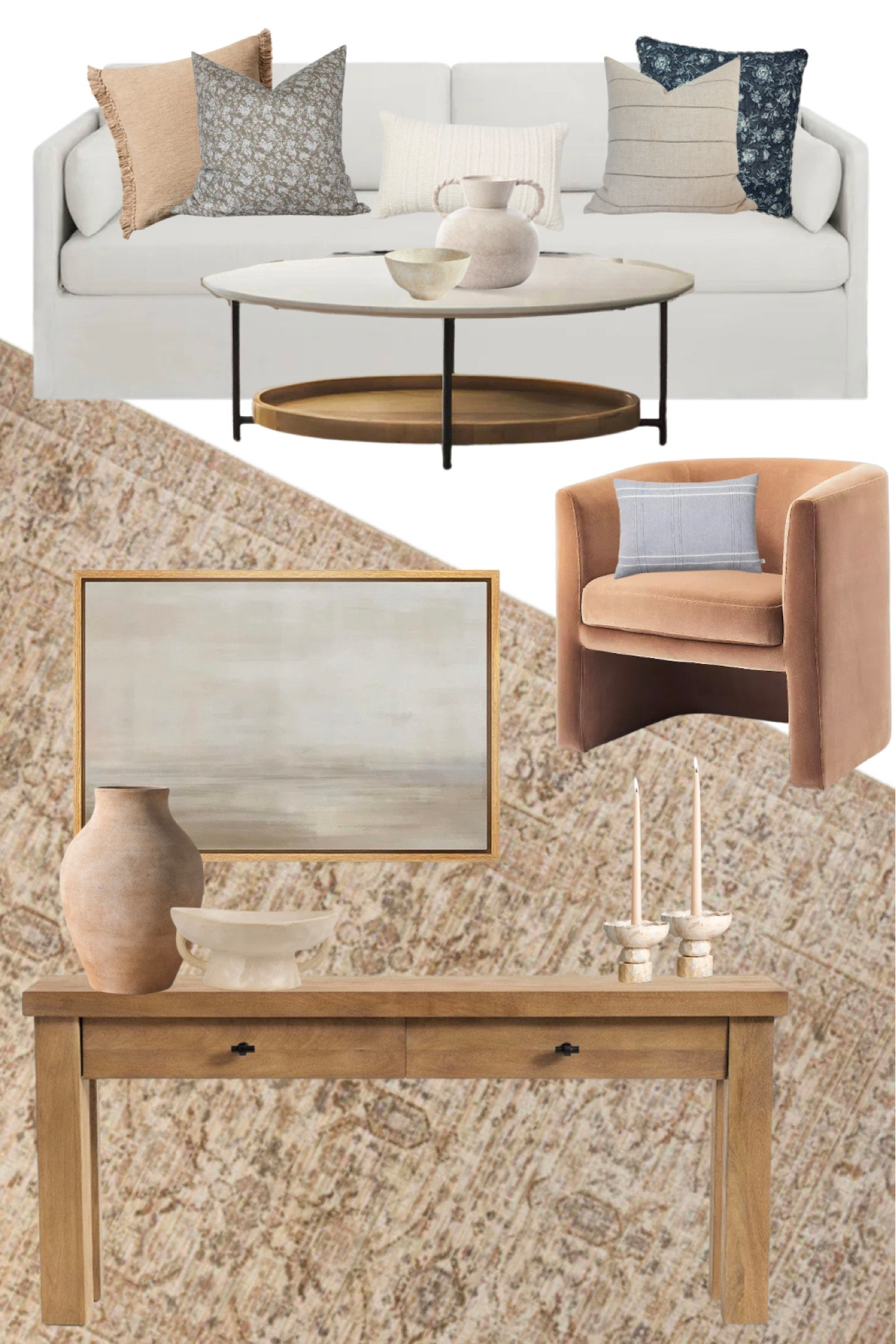 Warm living room decor but with a more neutral couch 

#LTKWatchNow #LTKHome #LTKSaleAlert