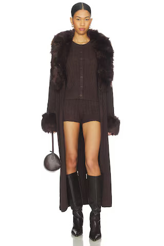 Show Me Your Mumu x REVOLVE Stormi Cardigan in Chocolate Knit With Faux Fur from Revolve.com | Revolve Clothing (Global)