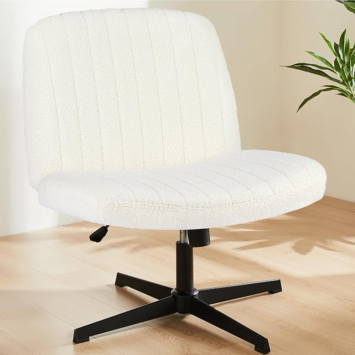 Sweetcrispy Criss Cross Chair Legged, Furry Armless Office Swivel Desk Chairs No Wheels, Vanity H... | Amazon (US)