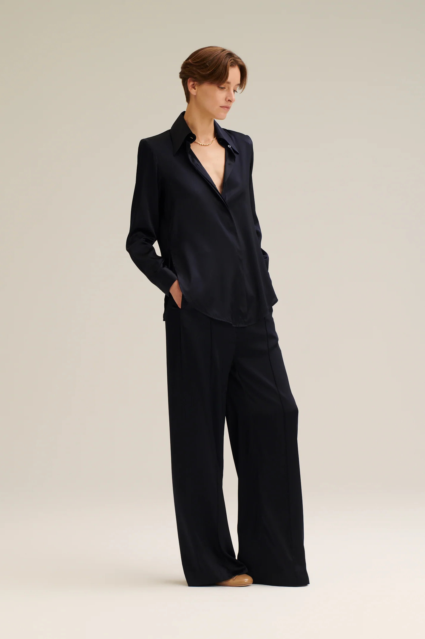 SILK LOW RISE TROUSER - NAVY - Scanlan Theodore | Scanlan Theodore AU