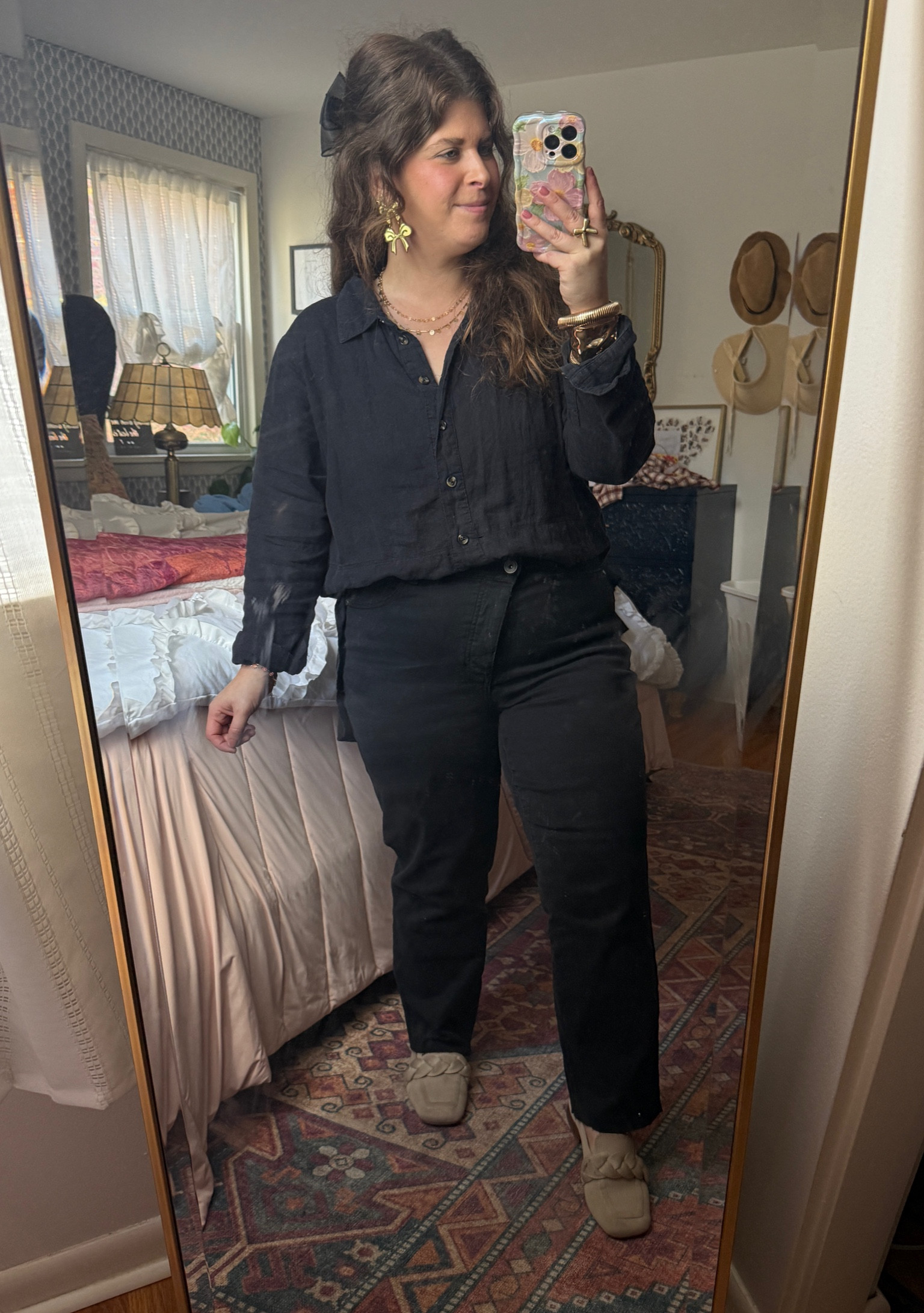 Add some gold jewelry to an all black look for an elevated outfit. This black linen button down from universal standard is so classic and timeless. Wearing my normal size. This crossover fly denim from universal standard is so cute and true to size. My cuffs are from Ettika!



#LTKStyleTip #LTKHoliday #LTKGiftGuide