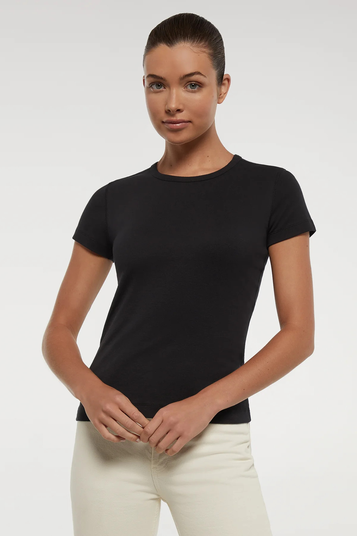 Crew-Neck Short Sleeve Tee | Black | Three Dots