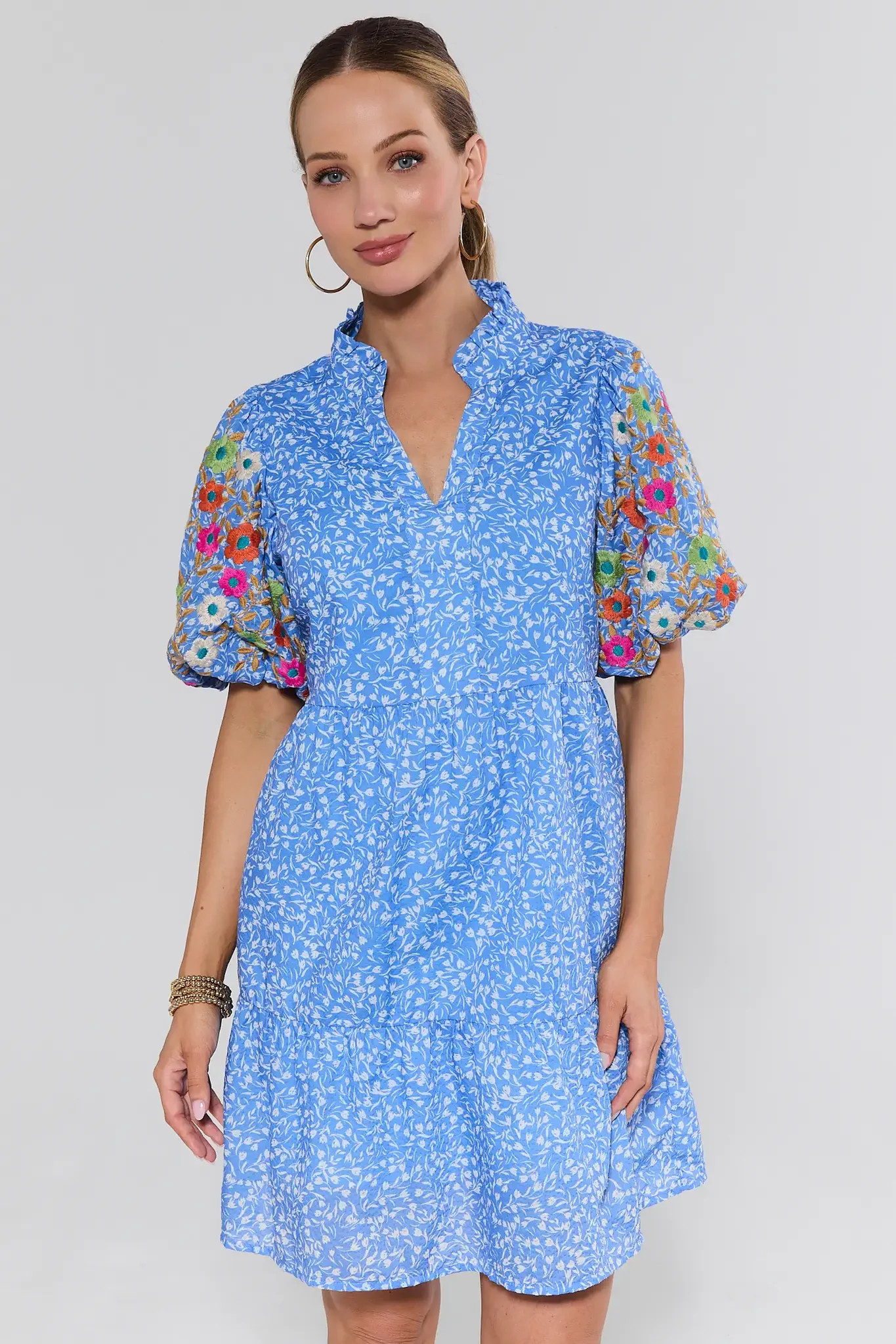 Sue Ann Blue Floral Short Dress by THML | Avara