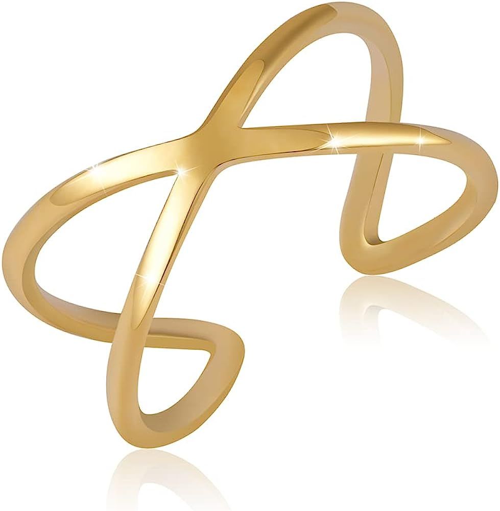 GD GOOD.designs EST. 2015 Ring verstellbar für Damen in X-Form aus Edelstahl in Silber - 18 Kara... | Amazon (DE)