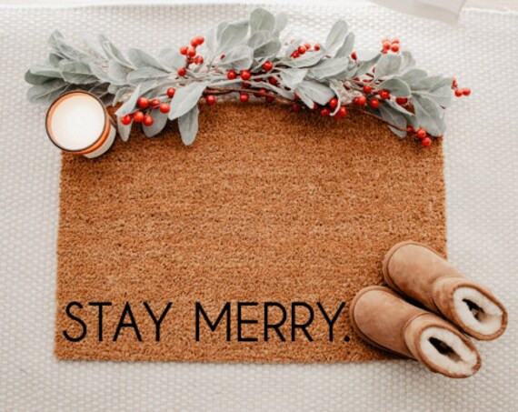 Stay Merry Coir Doormat Welcome Mat Hand Painted Doormat - Etsy | Etsy (US)
