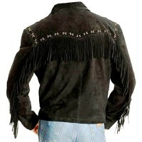 Handmade Men's Black Genuine Soft Suede Leather Fringe Jacket, Cowboy Gift For Husband | Etsy (US)