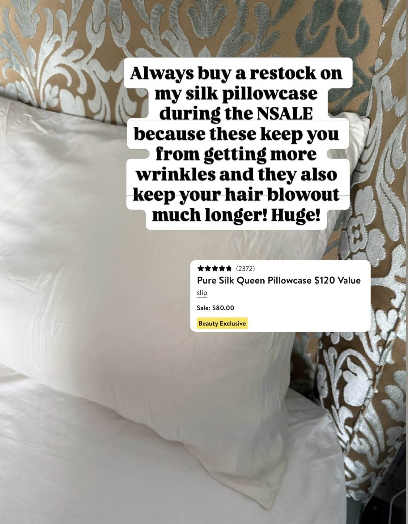 This pillowcase is perfect for keeping you from getting wrinkles or keeping your blowout nice

#LTKselfcare #LTKSaleAlert #LTKOver40