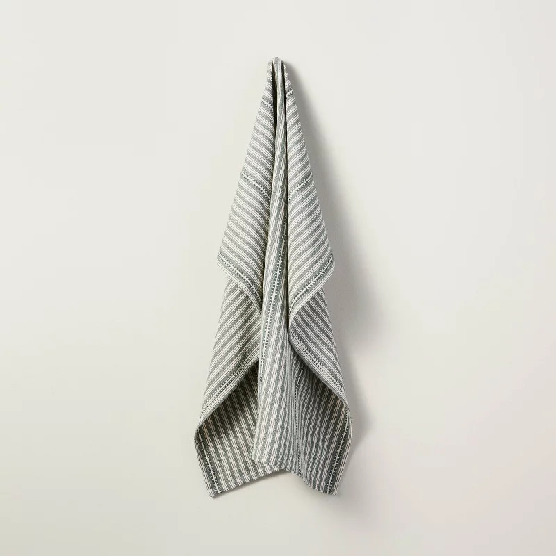 Ticking Stripe Flour Sack Kitchen Towel Green/Natural - Hearth & Hand™ with Magnolia | Target