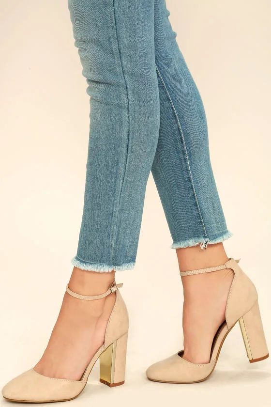 Laura Light Nude Suede Ankle Strap Heels | Lulus (US)