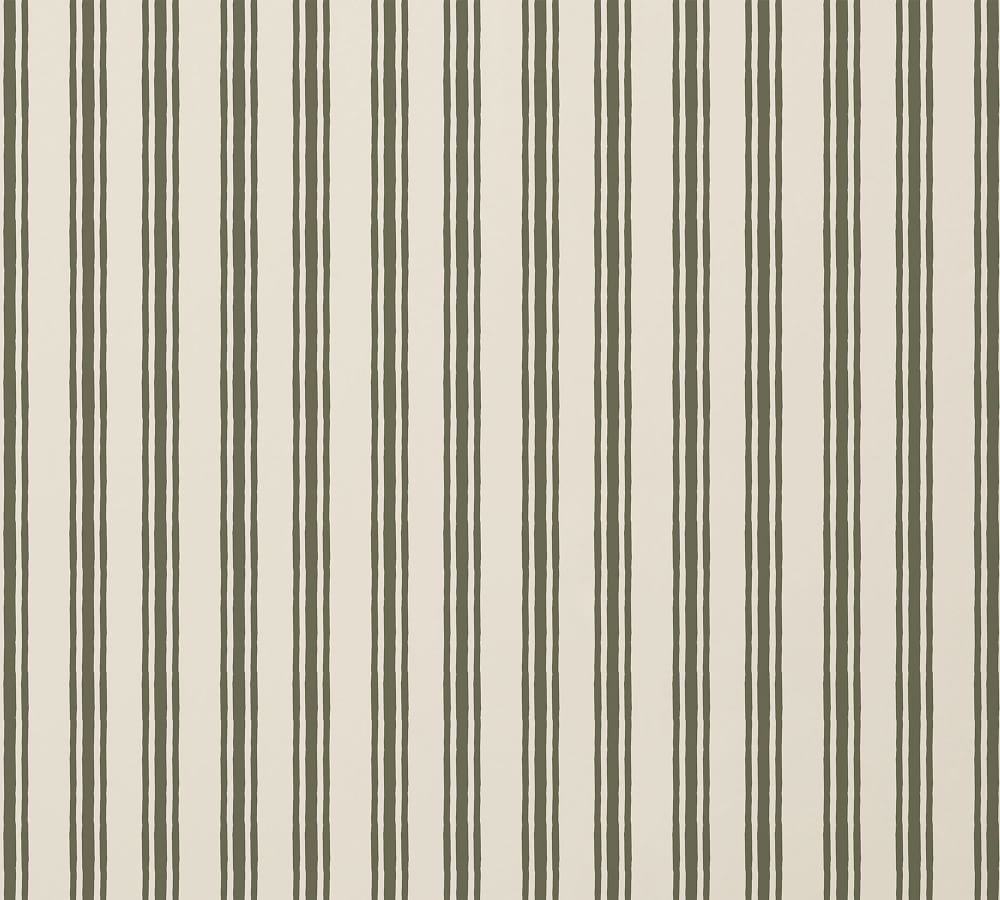 Striped Wallpaper, Green | Pottery Barn (US)