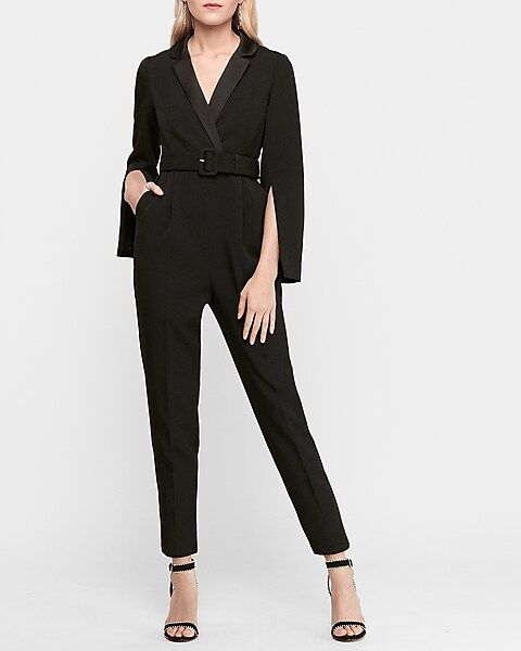 belted blazer jumpsuit | Express