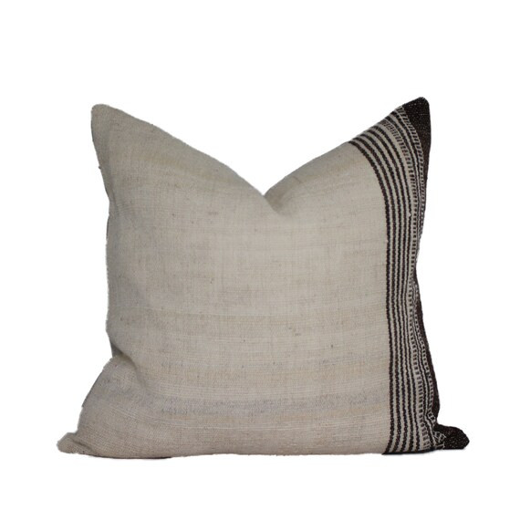 20 x 20 Handmade Cream and Brown Wool Pillow Cover (Made in India) | Etsy (US)