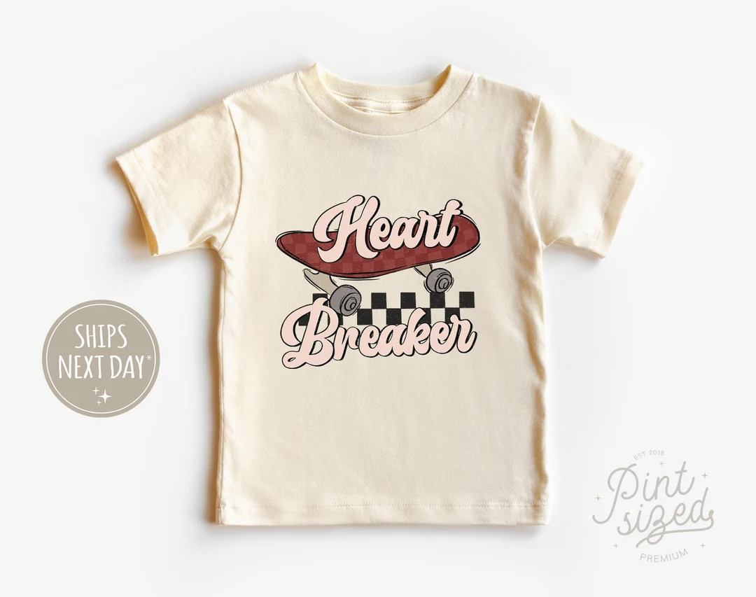 Heartbreaker Toddler Shirt Boys Valentines Day Tee Skateboard Natural Kids Shirt - Etsy | Etsy (US)