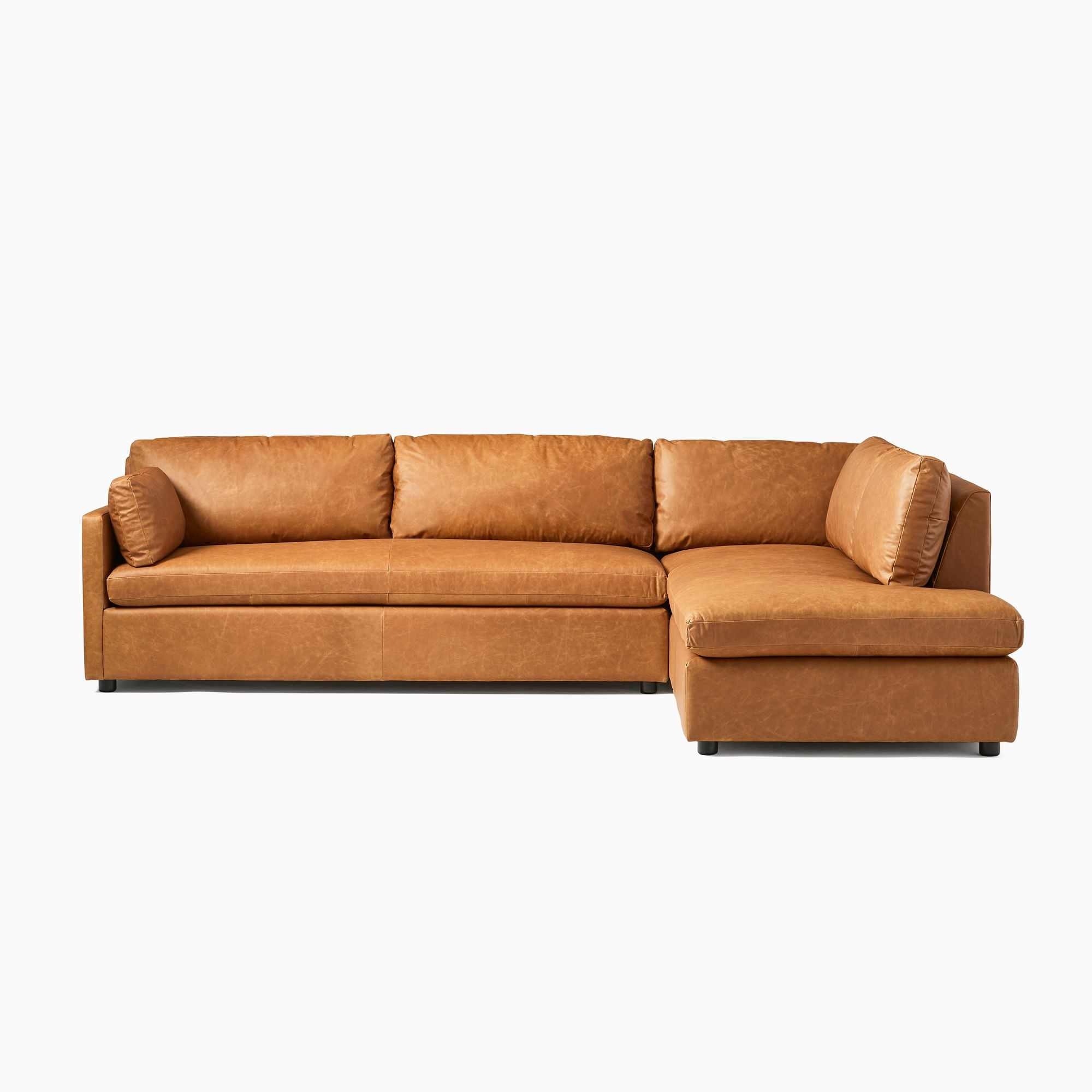 Marin Leather 2-Piece Bumper Chaise Sectional (114") | West Elm (US)