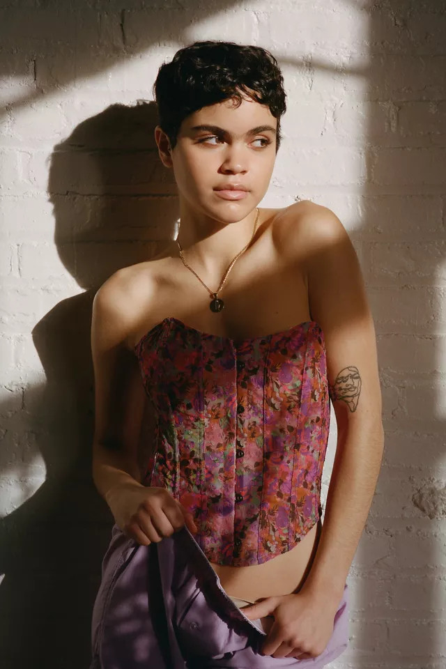 Out From Under Luna Heart Jacquard Corset | Urban Outfitters (US and RoW)