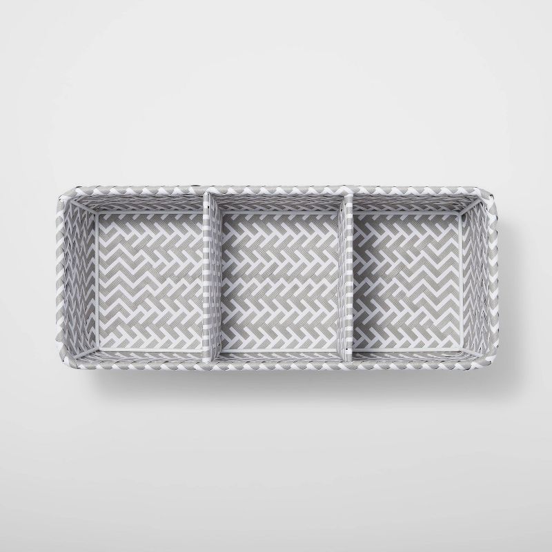 Small Rectangle 3 Compartment Woven Bin Gray/White - Brightroom™ | Target