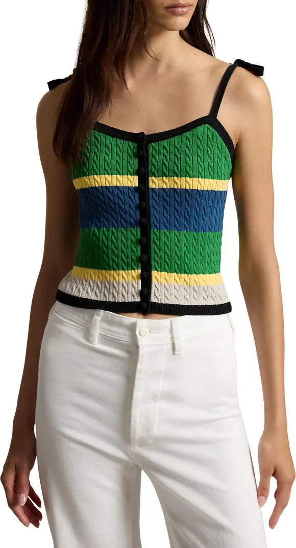Stripe Cotton Blend Cable Sweater Camisole | Nordstrom