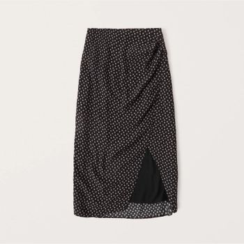 Ruched High-Slit Midi Skirt | Abercrombie & Fitch (US)