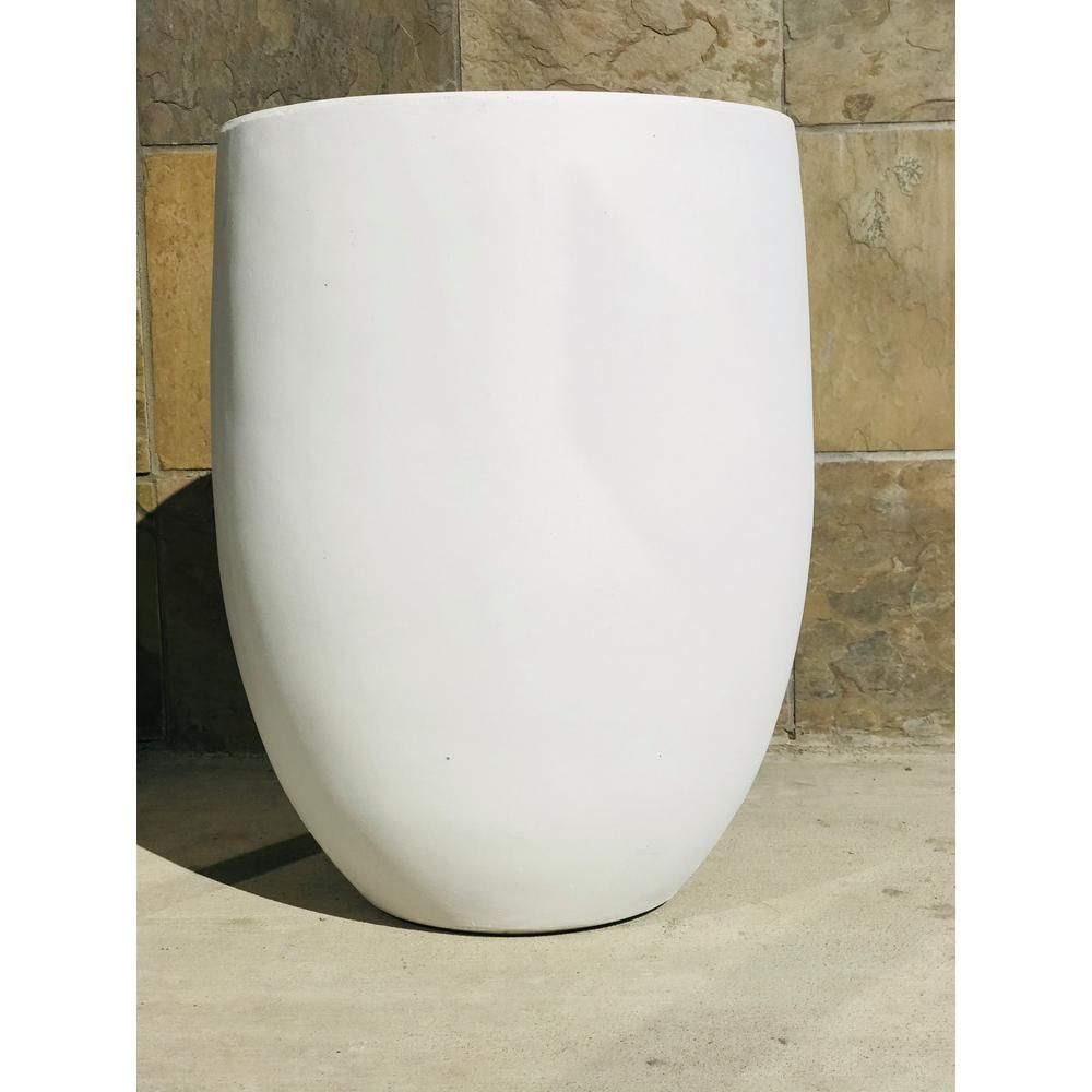 21.7 in. Tall Pure White Lightweight Concrete Outdoor Round Bowl Planter | The Home Depot