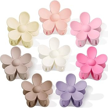 Hair Claw Clips 8PCS Flower Hair Clips Big Hair Clips Cute Claw Clips for Women Thick Hair, Large... | Amazon (US)