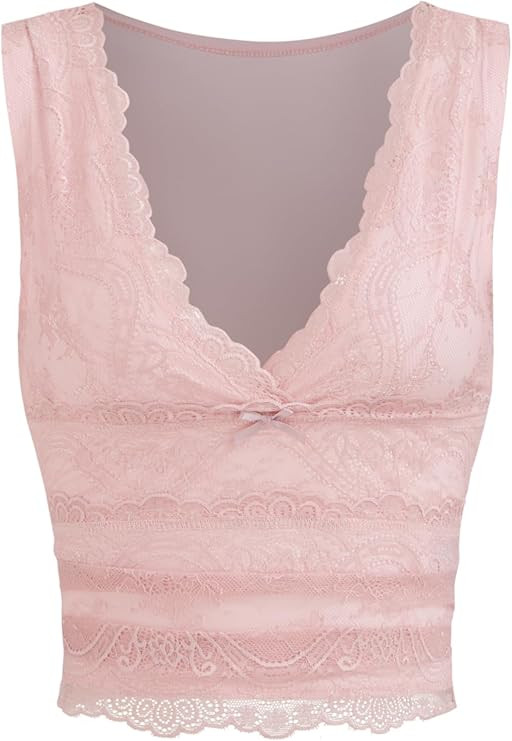 CIDER Lace Crop Tank Tops for Women Going Out V Neck Sleeveless Ruched Tops Trendy Y2K Summer Out... | Amazon (US)