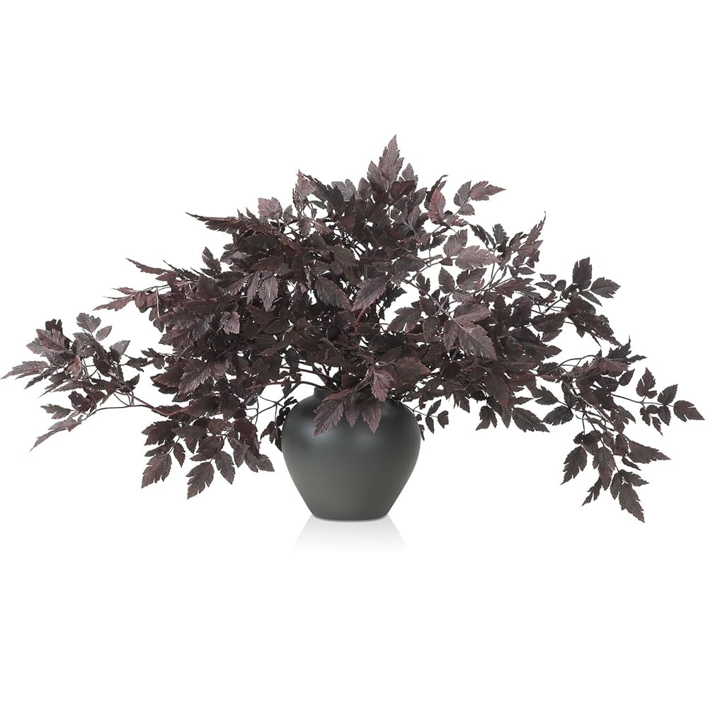 Lyrow 6 Pack Artificial Cimicifuga Plant Leaf Spray Faux Plum Faux Fall Spray Silk Plants Cimicif... | Amazon (US)