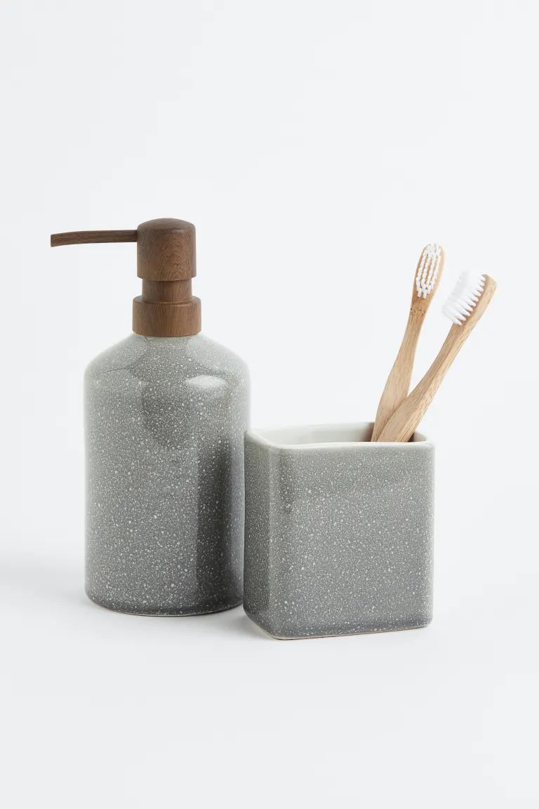 Stoneware Soap Dispenser - Gray - Home All | H&M US | H&M (US + CA)