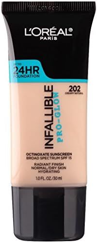 Amazon.com : L'Oreal Paris Makeup Infallible Up to 24HR Pro-Glow Foundation, 202 Creamy Natural, ... | Amazon (US)