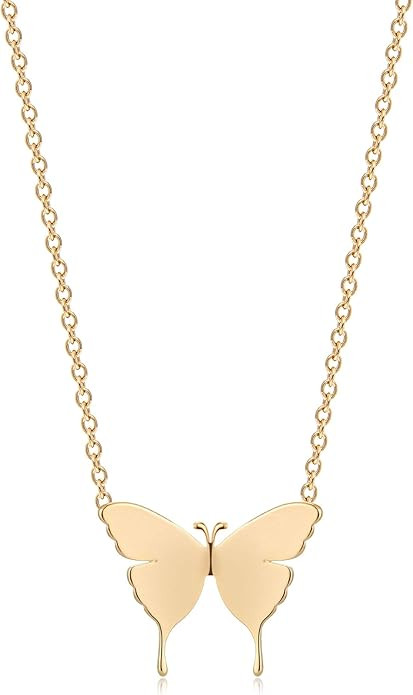MEVECCO Gold Dainty Initial Necklace 18K Gold Plated Butterfly Pendant Name Necklaces Delicate Ev... | Amazon (US)