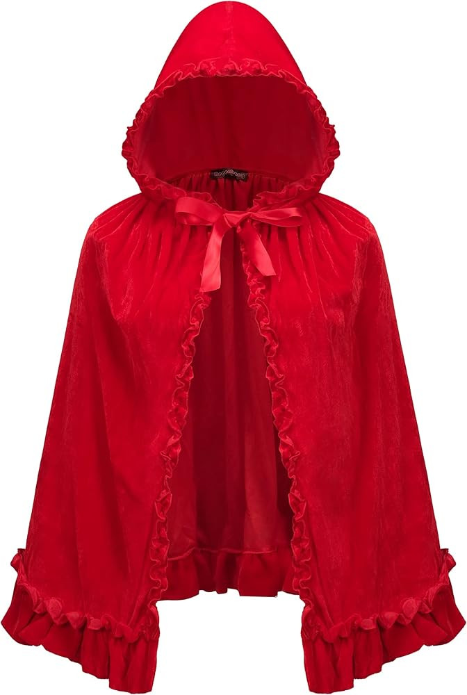 Little Red Riding Hood Costume Cape Women Grils,Red Velvet Cape for Women,Halloween Costume Cape | Amazon (US)