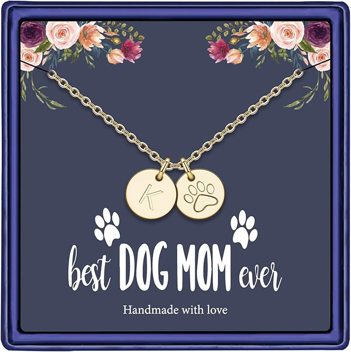 Dog Mom Gifts for Women Necklace, 14k Gold Filled Dog Mom Gifts Letter Initial Necklace Women Girls  | Amazon (US)