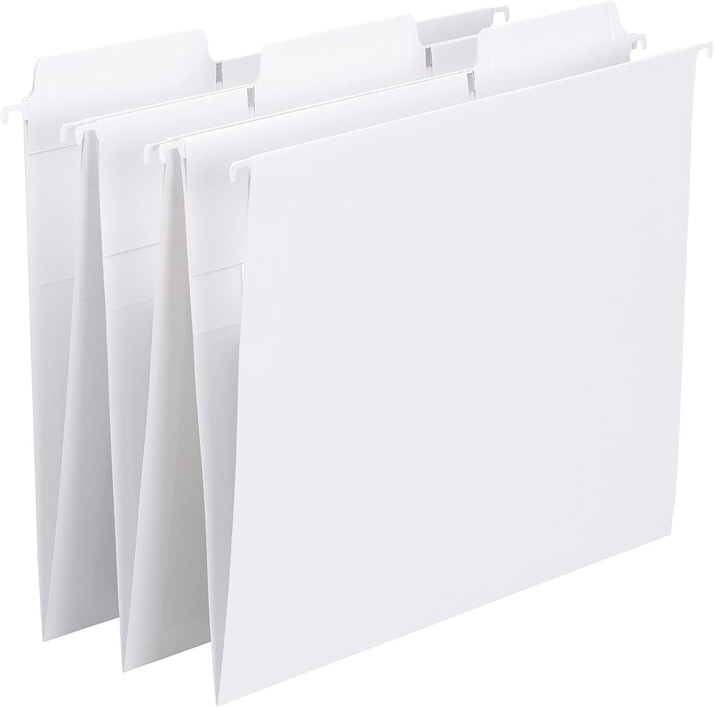 Smead FasTab Hanging File Folder, 1/3-Cut Built-in Tab, Letter Size, White, 20 per Box (64002) | Amazon (US)